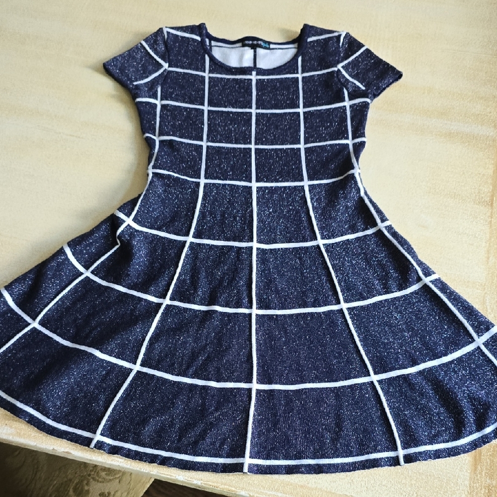 Stylish Navy and White Sparkle Kids Dress Size M (10)